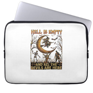 Hell Is Empty Halloween Witch Crescent Moon Skelet Laptop Sleeve