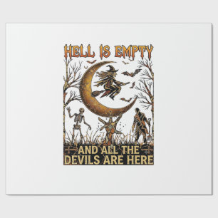 Hell Is Empty Halloween Witch Crescent Moon Skelet Wrapping Paper