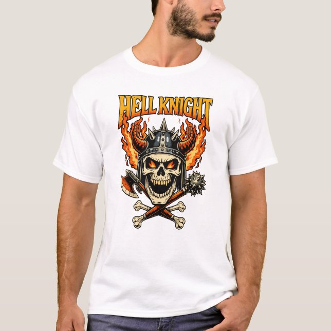 Hell Knight Flaming Skull T-Shirt (Front)