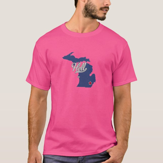 Hell Michigan MI Map T-Shirt (Front)