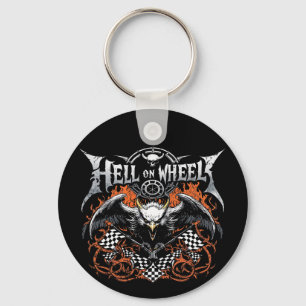 Hell On Wheels Racing Motorsport Chequered Flag  Key Ring