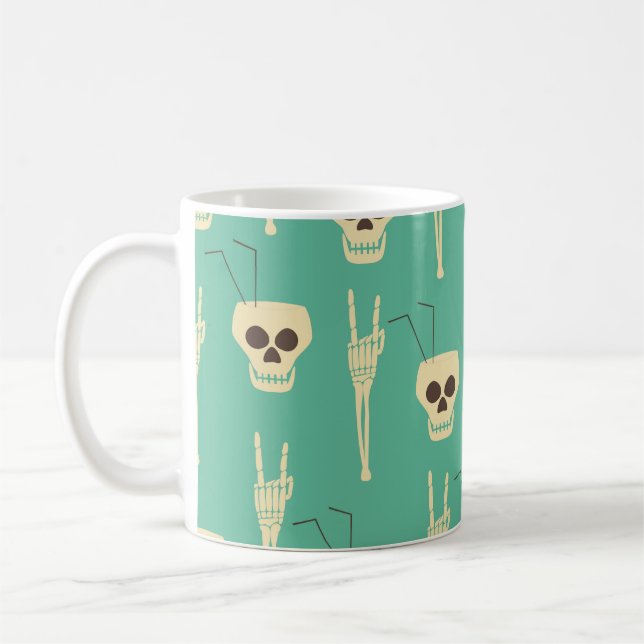 Hell party seamless pattern. Human skulls as goble Coffee Mug (Left)