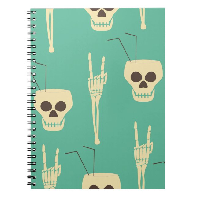 Hell party seamless pattern. Human skulls as goble Notebook (Front)