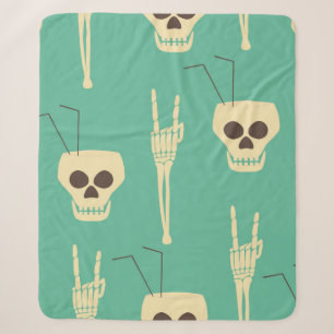 Hell party seamless pattern. Human skulls as goble Sherpa Blanket