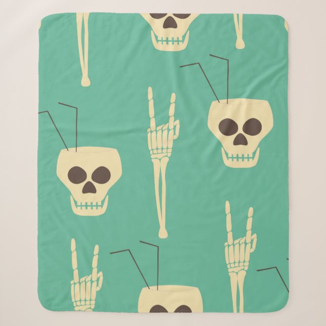 Hell party seamless pattern. Human skulls as goble Sherpa Blanket (Front)