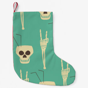 Hell party seamless pattern. Human skulls as goble Small Christmas Stocking