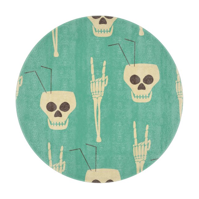 Hell Party: Skeleton Halloween Design Cutting Board (Front)