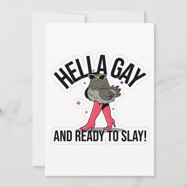 Hella Gay and Ready to Slay Funny LGBTQ  Holiday Card (Front)