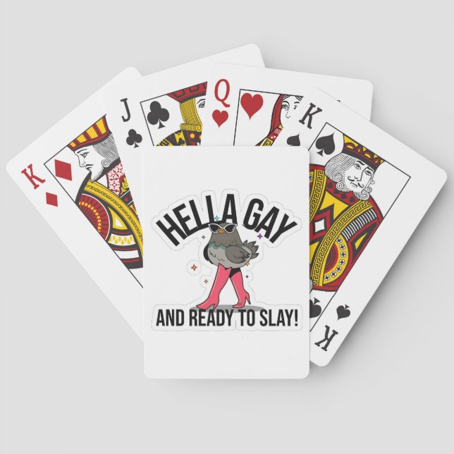 Hella Gay and Ready to Slay Funny LGBTQ  Playing Cards (Back)