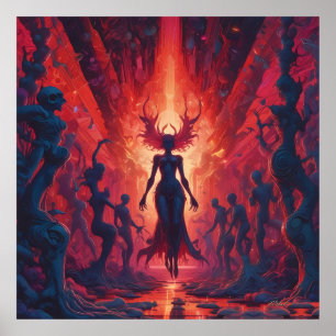 Hellacious Rave at the Lake of Fire - Ken Gauge Poster