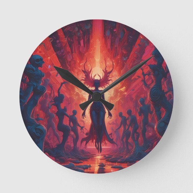 Hellacious Rave at the Lake of Fire - Ken Gauge Round Clock (Front)