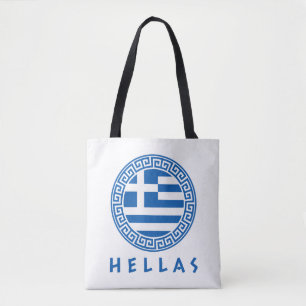 Hellas And Greece Flag Tote Bag