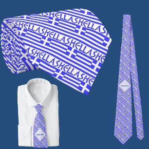 Hellas and Greek Flag Tiled Blue Personalisation Tie