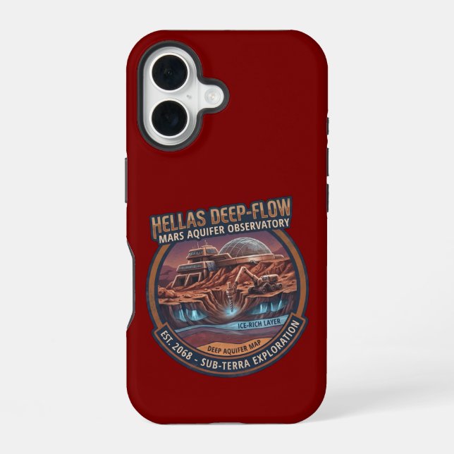Hellas Deep-Flow Mars Aquifer Observatory iPhone 16 Case (Back)