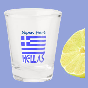 Hellas Greek Flag Blue Personalisation  Shot Glass