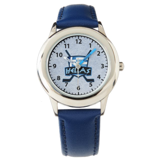 Hellas Greek Ice Hockey Logo Wrist Watch (Front)
