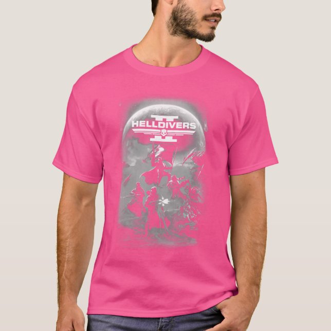 Helldivers 2 Grayscale Sony PlayStation Video Game T-Shirt (Front)