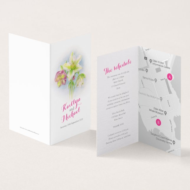 Hellebore art wedding details guest schedule map (Inside and Outside)