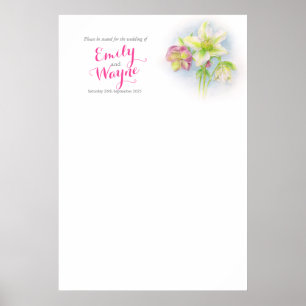 Hellebore art Wedding seating table planner blank Poster