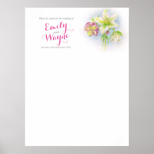 Hellebore art Wedding seating table planner blank Poster (Front)