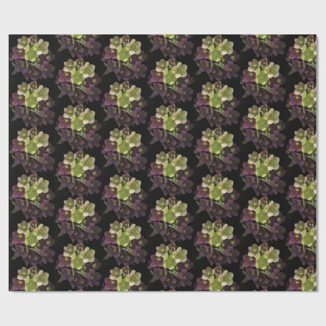 Hellebore Blossoms Botanical Gift Wrap (Flat)