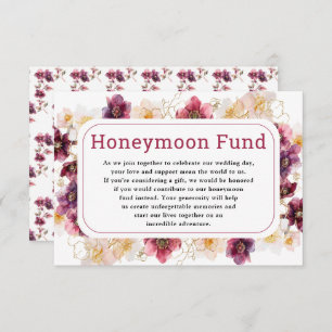 Hellebore Floral Burgundy Wedding Honeymoon Fund Enclosure Card