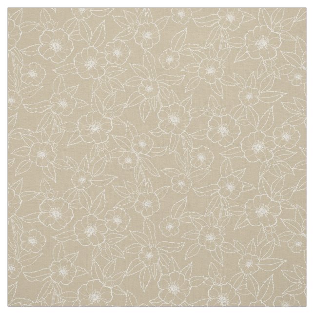 Hellebore Handdrawn Beige Neutral Pattern Fabric (Swatch)