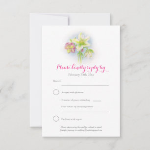 Hellebore watercolor art spring wedding reply card