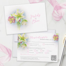 Hellebore watercolor spring wedding QR code meals