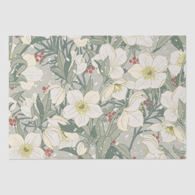 Hellebore Winter Flowers Tissue Paper (Front)