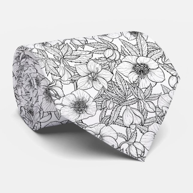 Hellebores in black and white tie (Rolled)