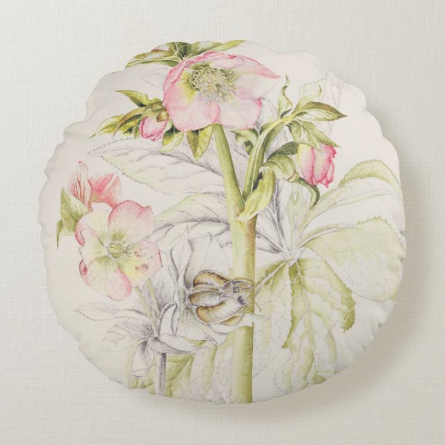 Hellebores Round Cushion (Front)