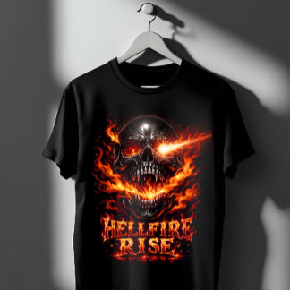 Hellfire Rise Flaming Skull Art T-Shirt