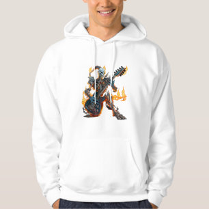 hellfire skeleton with guitar and fire Hoodie