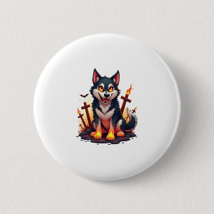 Hellhound Husky Dog 6 Cm Round Badge