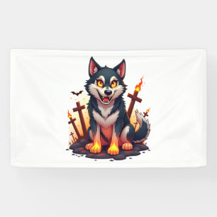 Hellhound Husky Dog Banner