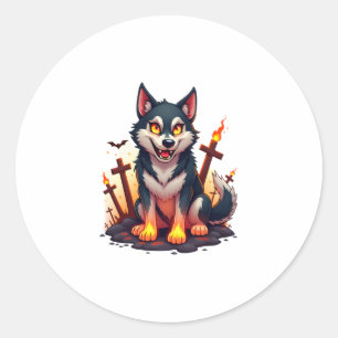 Hellhound Husky Dog Classic Round Sticker