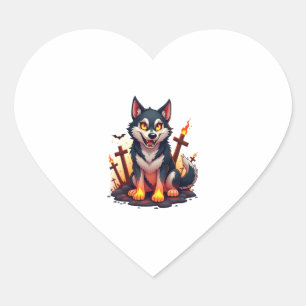 Hellhound Husky Dog Heart Sticker