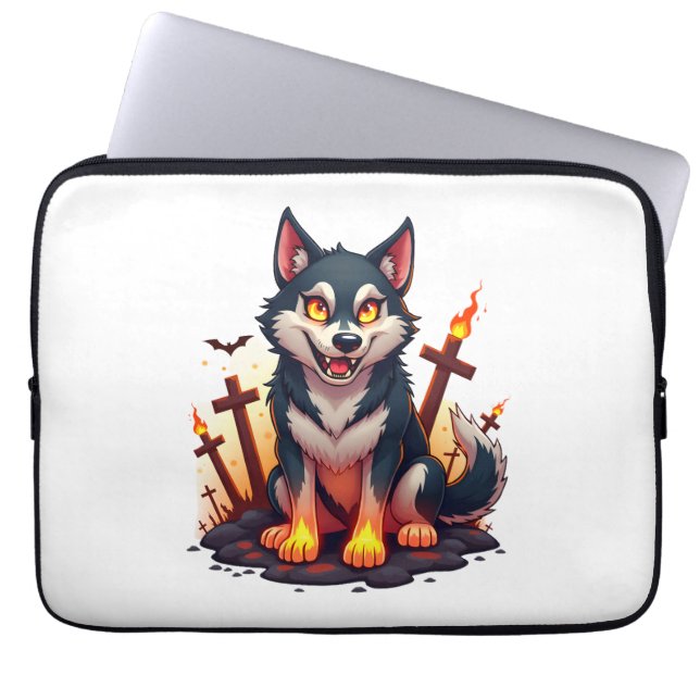 Hellhound Husky Dog Laptop Sleeve (Front)
