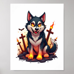 Hellhound Husky Dog Poster