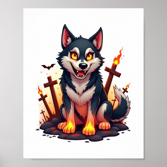 Hellhound Husky Dog Poster (Front)