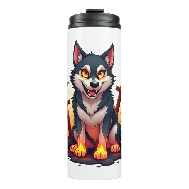 Hellhound Husky Dog Thermal Tumbler (Front)