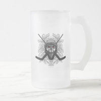 Hellish Hockey Goalie Frosted Glass Beer Mug