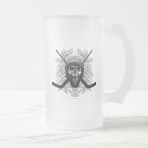 Hellish Hockey Goalie Frosted Glass Beer Mug