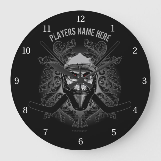 Hellish Hockey Goalie Large Clock (Front)
