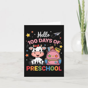 Hello 100 Days Of Preschool Cute Cow 100th Day Of Card