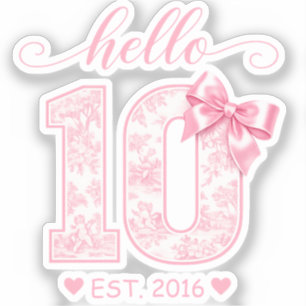 Hello 10 Birthday   Pink Hello 10 Custom Year