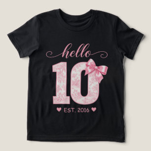 Hello 10 Birthday Pink Hello 10 Custom Year Tri-Blend Shirt