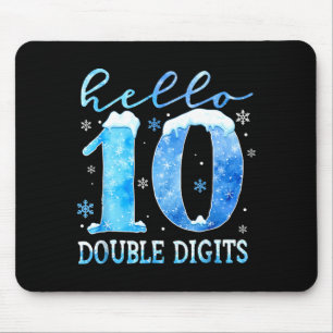 Hello 10 Double Digits Snowflakes Winter Christmas Mouse Mat
