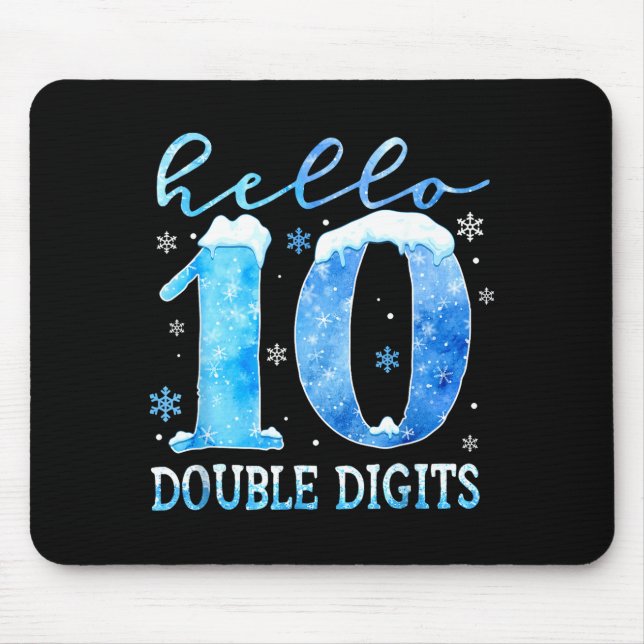 Hello 10 Double Digits Snowflakes Winter Christmas Mouse Mat (Front)
